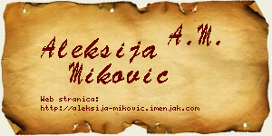 Aleksija Miković vizit kartica
